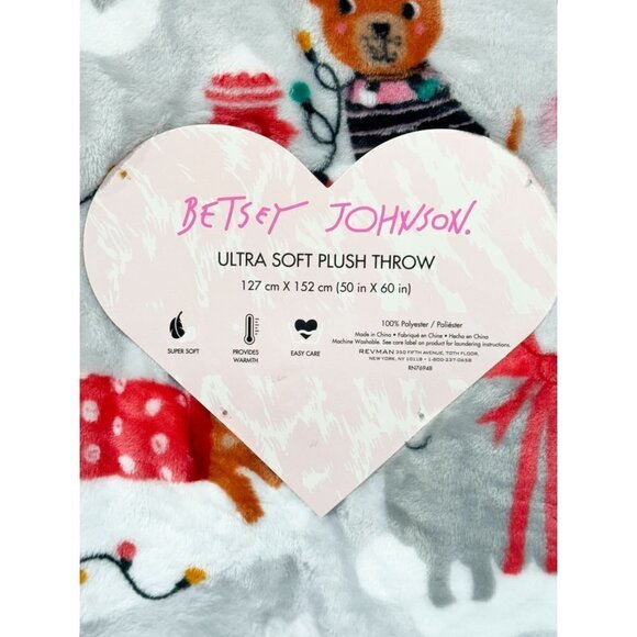 Betsey Johnson Christmas Holiday Dog Snow Day Soft Plush Throw Blanket - Picture 8 of 8